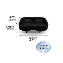 4-Cavity Round Diamond Ice Hockey Mold, Handmade Ice Hockey, Used For Whisky, Cocktails, Bourbon, With Funnel, Used For Parties, Family Bars, Bartenders (Black).