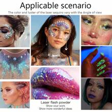 1/2pcs Glitter Gel - Shimmery Glitter Liquid Eyeshadow, Long-Lasting Mermaid Glitter Body Highlighter Gel, Vivid Holographic Glitter Makeup Powder, Suitable For Face, Hair, Eyes, Lips, Nails - Perfect For Festivals, Parties, Christmas, Stage And Club!