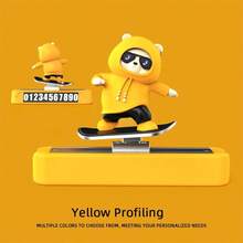 Nuevas decoraciones para el tablero del coche, oso de skateboard, placa de estacionamiento magnética, accesorios creativos de interior de coche de dibujos animados - Matrícula negra - Ver 13