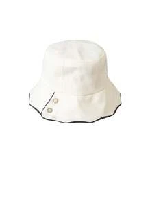 1pc Women's Bucket Hat, Korean Version, Spring/Summer, Pearl & Rhinestone Decor, Fashionable & Versatile Sun Protection Hat For Outdoor Casual Wear - MZ2357 - View 4