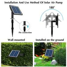 6V 2W 插入式太阳能氧气泵带 8.2 英尺管道 2 个气泡石鱼缸增氧机水族箱氧气曝气机空气泵钓鱼增氧机适用于花园鱼缸户外泳池池塘