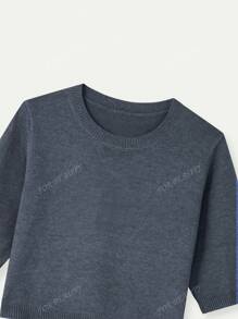 FOR BEAUTY Spring And Summer New Round Neck Short Sleeved Knitted Sweater For Women Tops Loose And Short, Simple Commuting Style Sweater Pullover, Graduation Outfit Half Sleeved Knit Top