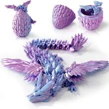 1pc 4D Printed Flying Dragon With Movable Wings And Joints, Animated Animal Model Dragon Egg Crystal Decoration, Birthday, Easter, April Fool's Day, Perfect Gift, Toy