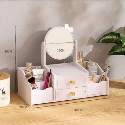 Organizador de maquillaje o artículos de papelería con espejo incorporado, elegante y funcional, para una belleza y organización de oficina sin esfuerzo, perfecto para el hogar, los viajes o como regalo; ideal tanto para amantes del maquillaje como para entusiastas de la papelería, con amplio espacio de almacenamiento, diseño elegante y uso versátil para cualquier ocasión, incluidos días festivos y eventos especiales, eleva tu rutina diaria con este accesorio imprescindible para un estilo de vida libre de desorden.
