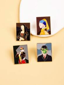 4pcs Vintage World Famous Painting Abstract Artist Oil Painting Brooch Pins, Accessory For Bags And Backpacks Dress Accessories Pin For Clothes Bag Charm Backpack For School Office Accessories Shirts Jacket Jewelry Christmas Halloween Clothes Pin Funny Cute Teacher Gifts Costume Accessories Bag Charms