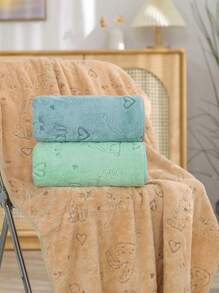1pc Soft & Absorbent Coral Fleece Towel, Quick Dry, Romantic Love, Rose Or Butterfly Jacquard Pattern, Ideal Valentine's Day Gift For Loved One - Face Towel Or Bath Towel Shower Towels For Beauty Salon, Hotel Sports,Home Essentials, Towel, Skin Care Bath Towel Sheet - Green - View 7