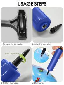 Portable Mini Air Pump For Balloons, Swim Rings, Basketball, Volleyball, Football, Inflatable Equipment (Blue), Beach Essentials, Beach Accessories, Pool Float, Pool Inflatable - Blue - View 3