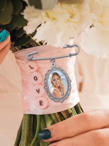 1 pieza Broche de encaje con transferencia de calor de foto personalizada, Colgante conmemorativo de graduación personalizado DIY, Colgante de foto para correa de sombrero de graduación DIY, Flor de pecho conmemorativa, Insignia ovalada de pecho conmemorativa personalizada como regalo - Multicolor - Ver 9
