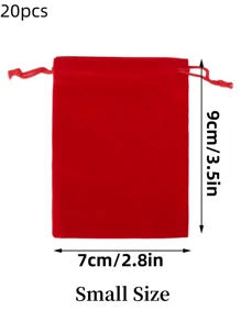 10/20pcs Velvet Bags With Drawstring, Velvet Bags Christmas Wedding Jewelry Bags Red Gift Bags Party Gifts Festival Supplies, Suitable For Gift Packaging, Suitable For Various Festival Parties, Mother's Day Gifts (3 Inches * 4 Inches)