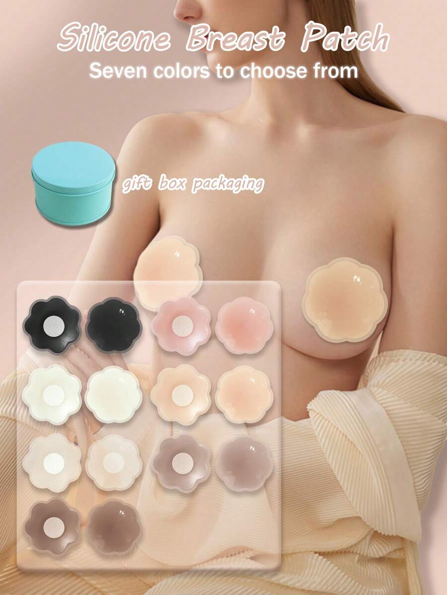 2/6/12 Box Women's Silicone Nipple Sleeve Invisible Waterproof Anti-Friction Breast Petals Seven Colors Of Choice - Multicolor - View 1