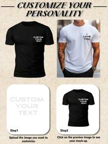 Personalisiertes Herren T-Shirt mit individuellem Text, lade dein Foto/Gruppenfoto/Liebsten/Familie/Haustier/besten Freund hoch, personalisierbarer Text, schwarzes T-Shirt, Geschenk zum Feiertag, Jahrestag, Firmen-Teambuilding-Uniform, Musikfestival, Geschenk für ihn, Sommer Kurzarm, Party-Outfit, Herren Kurzarm, Sommer Herren T-Shirt, Sommer Herren Top Ornament, Dawg Stylish, Reise-Organizer - Schwarz - Übersicht 4