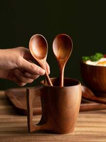 1PC Wooden Spoon Is A Must-Have For Both Kitchens And Restaurants. It Is Suitable For Serving Soup Spoons, Dessert Spoons, And Simple Wooden Soup Spoons, With A Rustic Style., Back To School Supplies