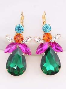 Elegant Geometric Rhinestone Drop Earrings, Stainless Steel Post, Copper Base, Sexy Clip-On Dangle Earrings For Women, Party And Banquet Accessory, All-Season Fashion Jewelry - Style 1 - View 4