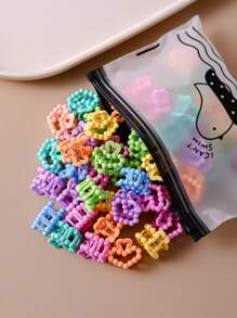30pcs Colorful Bead & Heart Shape Hair Clips, Cute & Sweet, Non-Damaging Side Bangs Claw Clips Hair Accessories