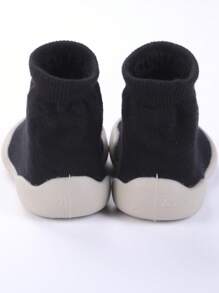 1 双婴儿幼儿柔软硅胶防滑室内地板鞋，带卡通动物图案，可爱婴儿透气袜子 - 黑色 - 查看 4