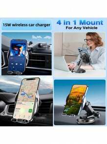 YITUMU YITUMU Wireless Car Charger Holder, 15W Fast Car Phone Holder Wireless Charging Automatic Clamping, Compatible With Iphone 14 13 12 11 Pro Max Xs, Galaxy S21 S20, S10+ S9+ Note 9, Etc… Car Accessories