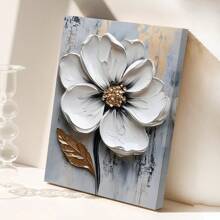 1 Pieza Pintura al óleo de flor blanca grande en 3D, Pintura de flor con textura gruesa en 3D, Arte de pared con textura floral, Arte en lienzo floral, Decoración de arte moderno para sala de estar, Arte botánico floral para decoración del hogar, Regalo, Decoración creativa de pared para el hogar, Dormitorio, Sala de estar, Cocina, Baño, Cafetería