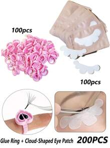 50 pièces/100 pièces Coupe de colle pour extension de cils violette en forme de cœur et de triangle. Outil goutte-à-goutte pour fournitures d'extension de cils ou de tatouage, ou support adhésif pour salon de beauté. Anneau de colle rose.