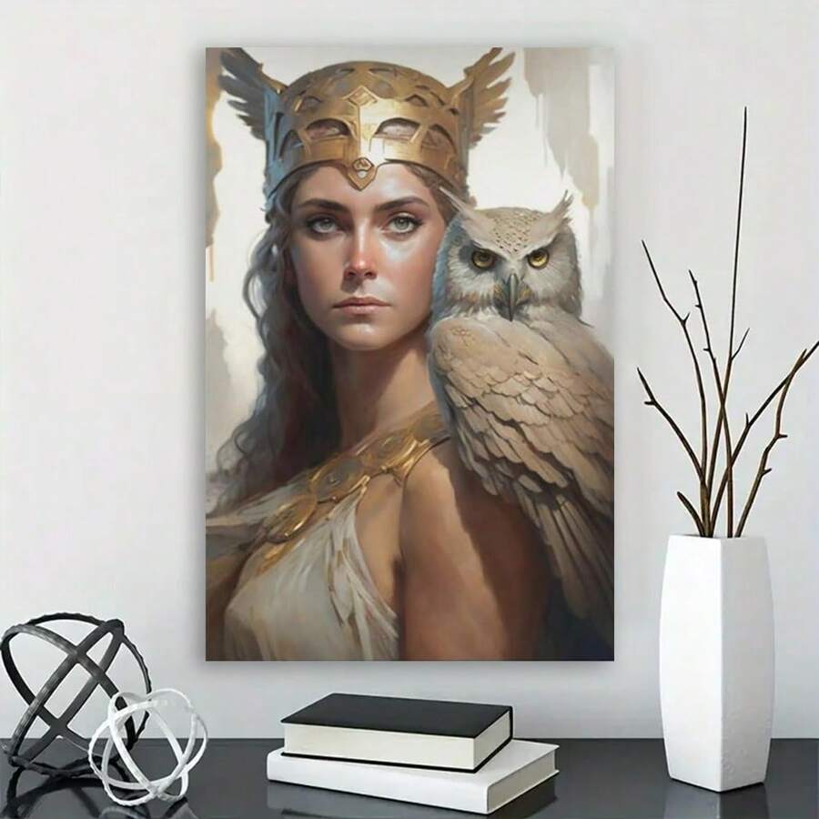 Framed Ancient Greek Mythology Goddess Athena Poster Home Decor Poster Wall Art Hanging Picture Print Bedroom Decorative Painting Posters Room Aesthetic, Creative Home Decoration, High Quality Decorative Posters, Dormitory, Gym, Bar, Cafe, Arcade, Room Living Room Wall Decoration Painting, Perfect Gift. - Framed - View 1