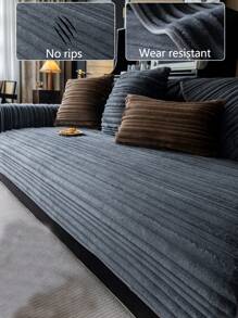 1 件豪华沙发垫套，现代简约时尚防尘防滑沙发座垫，可清洗，适用于卧室、办公室、客厅、L 型沙发、1/2/3/4 座套装 - 深灰色 - 查看 2