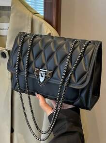 New High-Quality Fashionable Chic Shoulder Small Square Bag With Chain Strap Crossbody Bag, Casual PU Leather Solid Color Quilted Evening Bag, Lightweight Office Commuter Handbag & Purse, Outdoor Travel Vacation Mobile Phone Coin Wallet,Pumpkin,Autumn,Halloween,Fall,Christmas,Thanksgiving,Festival,Cyber Monday,Holiday,Gift,New Year,Snow,Winter,Warm,End-Of-Year,Party,Hand Bags For Women,Purses And Bags,Carteras Para Mujer,Handbags,Purse For Woman,Bags And Purses,Hand Bag,Women Purse,Big Purse,Cute Bags,Pink Purse,Shoulder Bags,Cartera Para Mujer Elegante - 黑色 - 查看 12