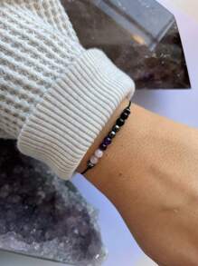 2 件 Empath 保护手链，6 毫米电气石、紫水晶、赤铁矿、玫瑰石英冥想珠宝礼物，适合男士、女士，消除负能量 - 彩色 - 查看 5