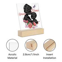 Putuo Decor 1 件西班牙方形亚克力标牌木质底座桌面装饰，Gracias Mama Por Darme La Vida Y Entregarme Todo Tu Amor，适合家庭农舍客厅壁炉的桌面装饰，母亲节礼物 - 彩色 - 查看 5