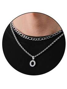 2pcs/Set Women's Minimalist Vintage A-Z Letter Pendant Necklace, Stainless Steel Material Waterproof Non-Fading, Suitable For Daily Wear And Holiday Parties - Multicolor - View 33