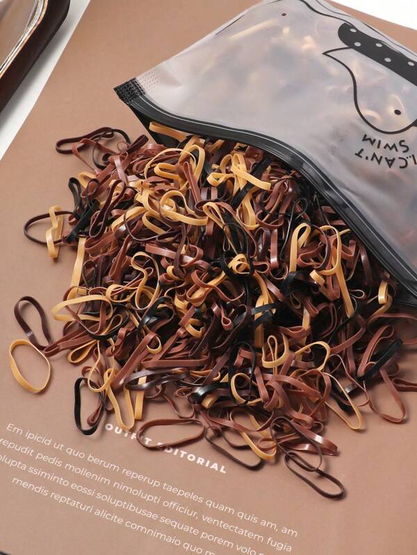 500 pezzi Eleganti e semplici elastici per capelli monouso per donne, fasce per capelli in gomma ad alta elasticità senza danni, scrunchies per capelli color marrone degradè, accessori per intrecciare i capelli, di ritorno a scuola