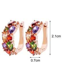 jealous young 1 对 Monalisa Mul CZ 耳钉 适合女士女孩 黄金婚礼耳环 珠宝礼物 - 玫瑰金 - 查看 3