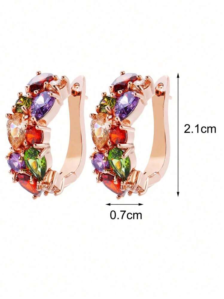 jealous young 1 Pair Monalisa Mul CZ Stud Earrings For Women Girl Gold Wedding Bearings Jewelry Gift - Rose Gold - View 3