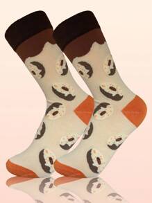 3 双男女通用番茄、甜甜圈、苏打印花趣味创意柔软中筒袜，春夏 - 彩色 - 查看 19