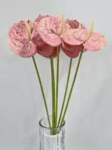 1 PIEZA/3 PIEZAS/5 PIEZAS Flores artificiales de Anthurium Lily (rosado manchado) para decoración de bodas, oficina, fiesta, hotel, hogar, centro de mesa - Rosa manchado - Ver 2