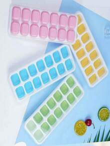 Silicone Ice Cube Tray, Easy Release & Flexible Ice Mold With 14 Grids, Anti-Spill & Removable Lid, Stackable Ice Cube Container, Kitchen Utensil, Summer Ice Trays /Bins, Suitiable For Stainly Cup, 14 Grid Soft Bottom Silicone Ice Tray Mold Ice Box DIY Homemade Ice Cream Ice Cube Mold With Lid - Multicolor - View 6