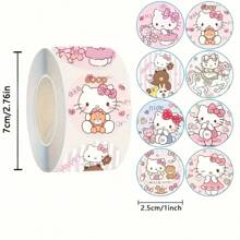 Sanrio (Autorizado) 500 Adesivos/1 Rolo Adesivos da Hello Kitty Beleza Negra Cinnamoroll 500 Rolos - Perfeito para Celulares, Copos e Embalagens de Presentes, Presentes Fofos