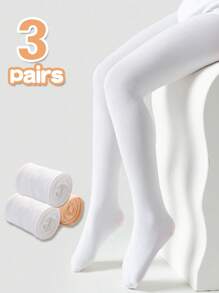 3 Pairs Children Ballet Dance Tights, Stirrup Tight Leggings For Girls, Everyday Wear With Leggings, Student Base Pants - Multicolor - View 1