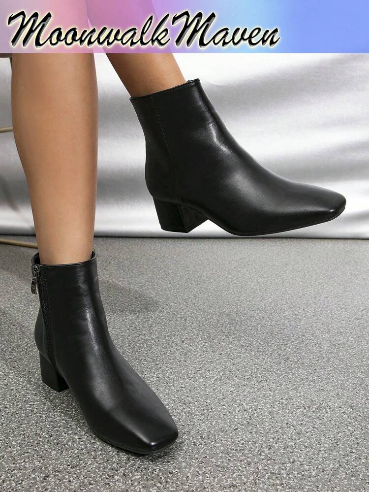 Fall/Winter 2025 Women Simple Versatile Comfortable Square Toe Mid-Low Heel Ankle Boots
