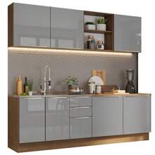 Madesa Gabinete Cocina Integral Completa 240cm Lux Marrón/Gris 05 - Marrón y Gris - Ver 2