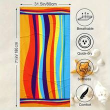 1pc Ultra-Soft Oversized Microfiber Beach Towel - Quick Dry, Sand-Free, Vibrant Tropical Palm Design, Breathable Fiber, Machine Washable For Pool, Swim, Bath, Travel & Camping - Multicolor - View 9