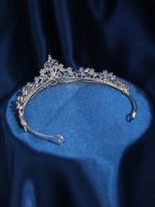 1pc Rhinestone Decor Tiara Headband, Suitable For Party, Birthday, Wedding
