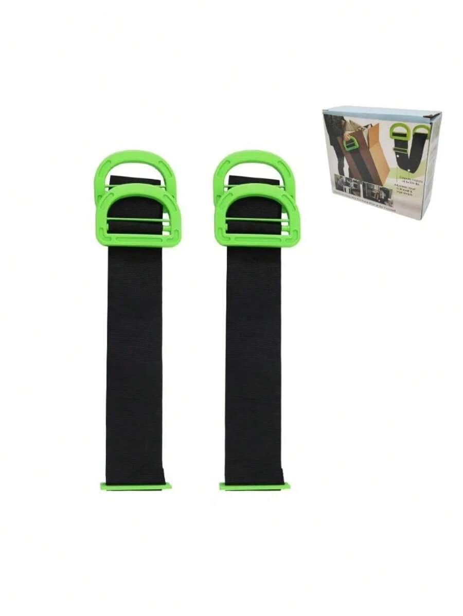 2pcs Portable Cargo Binding Straps, Multi-Function Moving Rope Carrying Straps, Single Person Lifting & Moving Heavy Goods Straps - One Piece - View 1