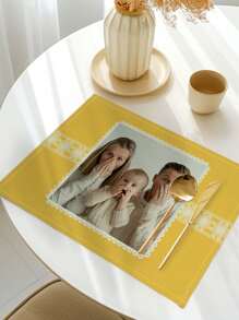 1pc Customized Photo Placemats, Personalized Name Printed Heat Resistant Kitchen Mats For Dining Table, Home Party Decoration