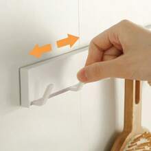 2pcs Movable Adhesive Hooks, Wall Mounted Rack No-Drill