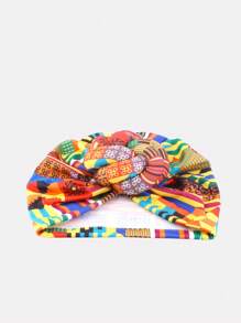 1pc Women's Printed Textured Knitted Turban Hat, Versatile Headwrap For Everyday Use - Multicolor - View 4