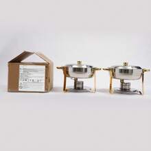 4.5L 2pcs Food Warmer Food Warming Container Silver/Golden Soup Warmer Chafing Dish Set Buffet Chafer For Wedding Party Banquet - Gold - View 11