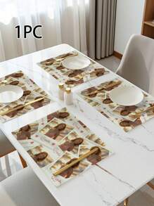 1pc Customized Photo Placemats, Personalized Name Printed Heat Resistant Kitchen Mats For Dining Table, Home Party Decoration