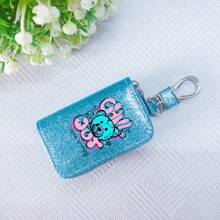 Car Key Bag Uniform Car Key Storage Bag Creative Keychain Blingbling Car Key Protector Secure Zipper Closure Protector Stylish Waist Pocket Car Key Protector Unisex For Women Mini Wallet,1pc Black & Gold PU Leather Car Key Case - Multicolor - View 74