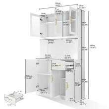 VOWNER Mueble de cocina VOWNER 100 x 40 x 181 cm, aparador de cocina, vitrina, armario alto, mueble aparador con estantes regulables