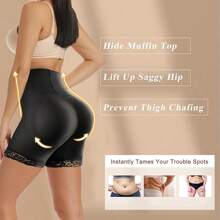 Women Butt Lifter Padded Lace Shapewear High Waist Tummy Control Panties Butt Shaping Hip Enhancer Body Shaper Fake Buttock Underwear Shorts - 黑色 - 查看 4