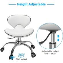 Pedicure Stools For Nail TechShort Height Adjustable Stool  Chair For  Spa Massage  Esthetician Shop Kitchen White